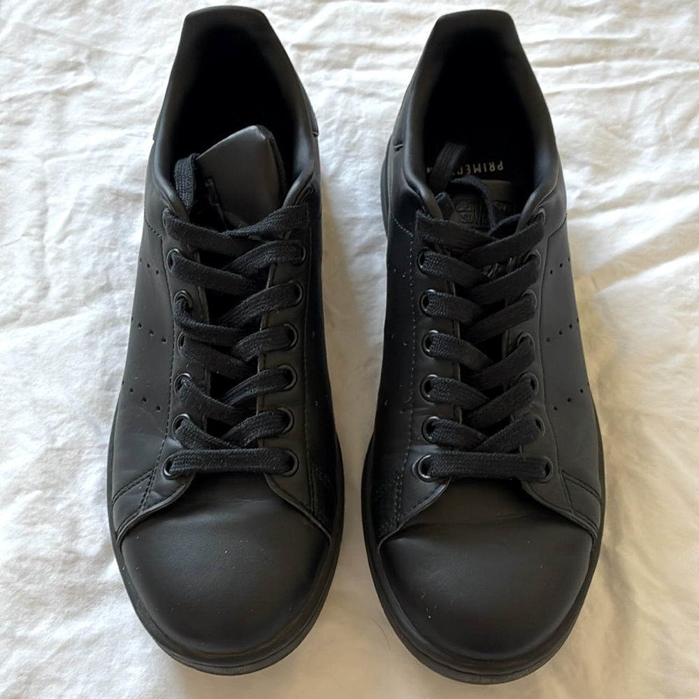 Adidas Unisex Stan Smith Black Leather Sneakers, Size 6.5
